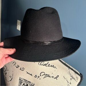 Live & Ique black embellishment black rhinestone trim wool boho hat